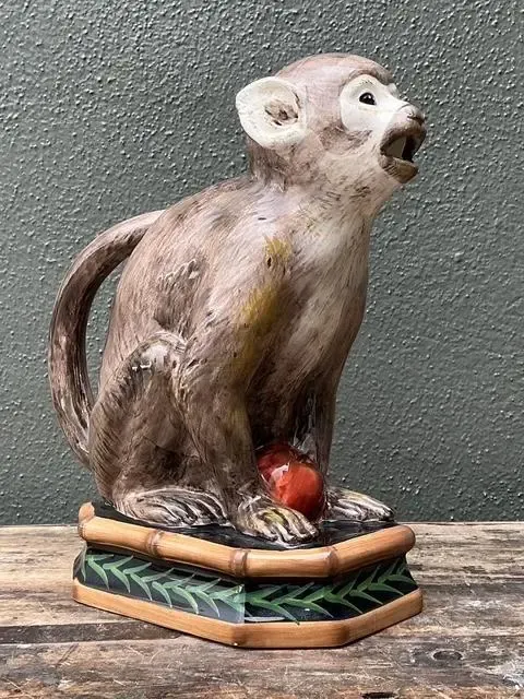Vintage Glazed Ceramic Monkey Pitcher — additional photo 2