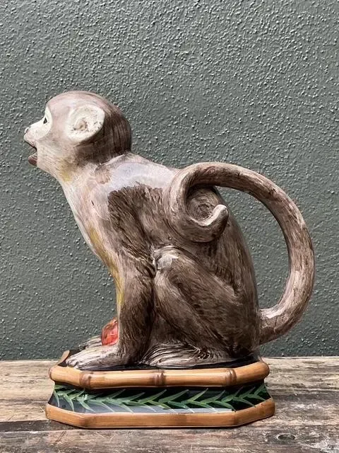 Vintage Glazed Ceramic Monkey Pitcher — additional photo 3