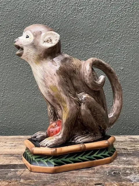 Vintage Glazed Ceramic Monkey Pitcher — additional photo 4