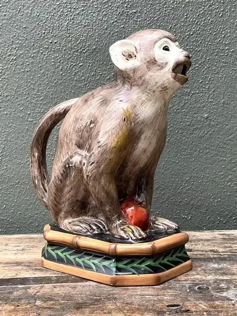 Vintage Glazed Ceramic Monkey Pitcher — additional photo 5