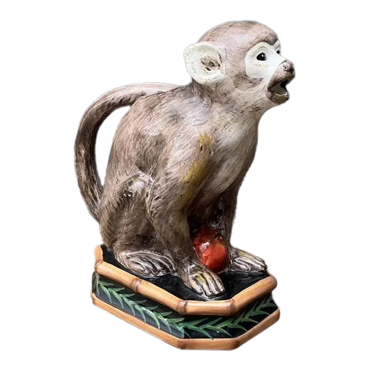 Vintage Glazed Ceramic Monkey Pitcher — additional photo 6