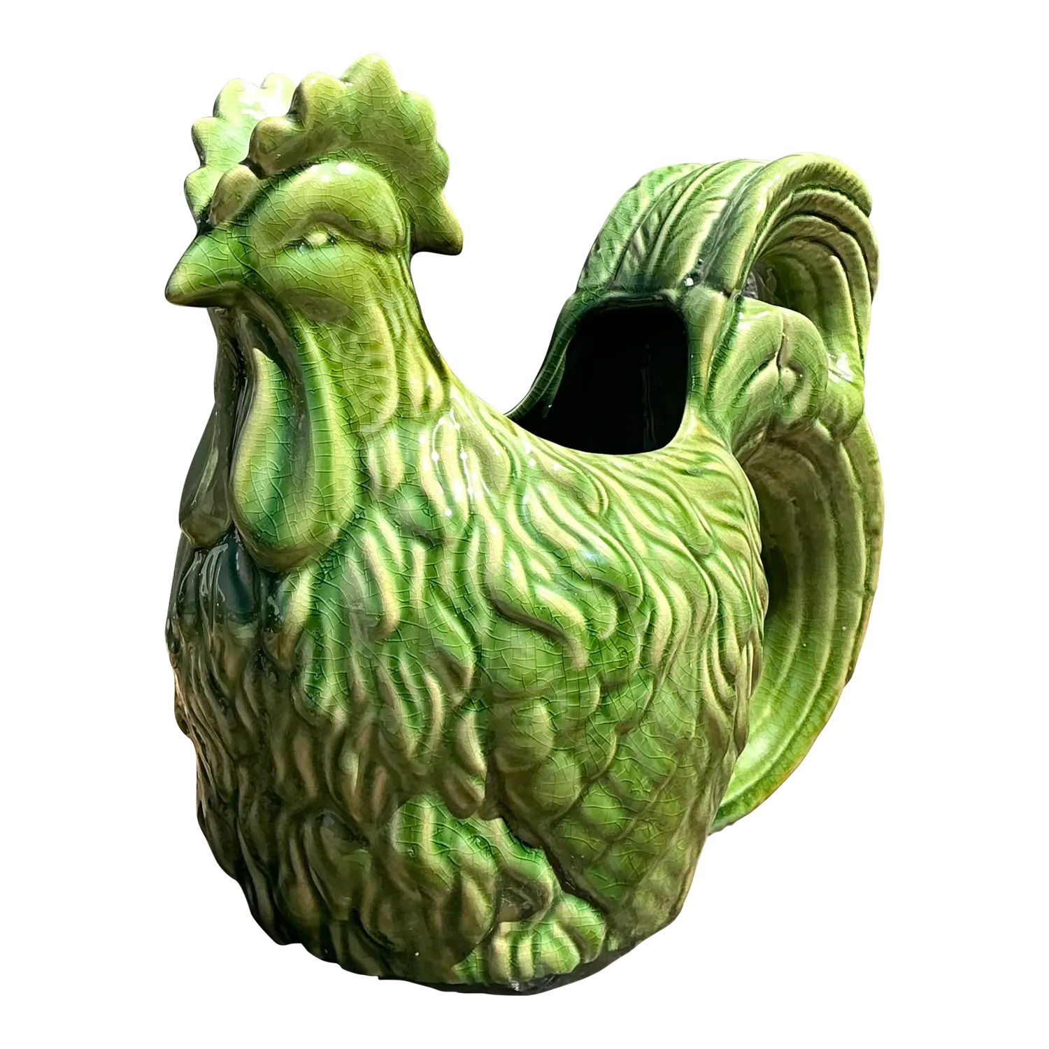 Vintage Glazed Ceramic Rooster Cache Pot — additional photo 6