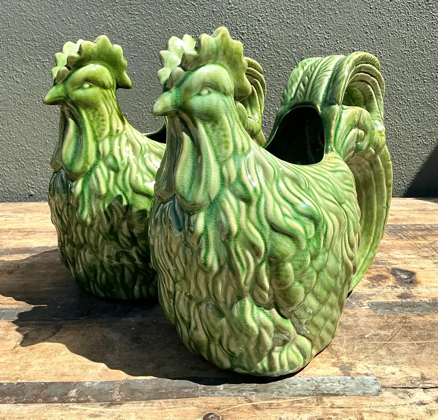 Vintage Glazed Ceramic Rooster Cache Pot — additional photo 8