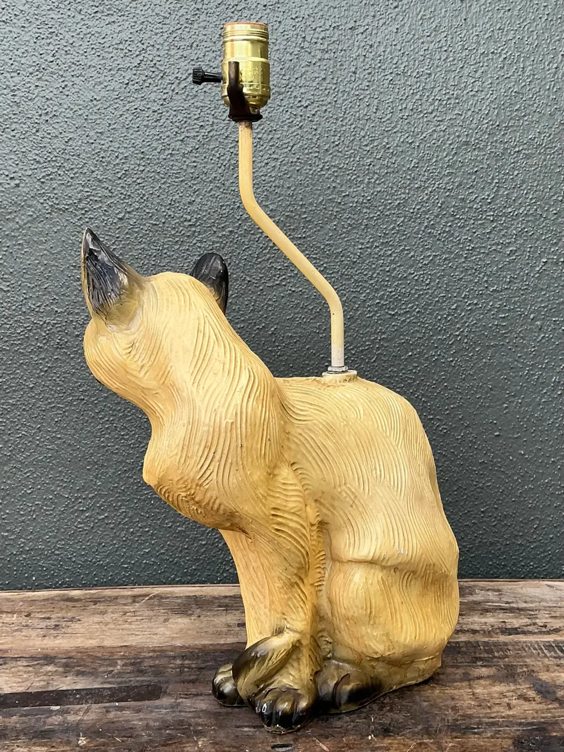 Vintage Glazed Ceramic Siamese Cat Lamp — additional photo 5