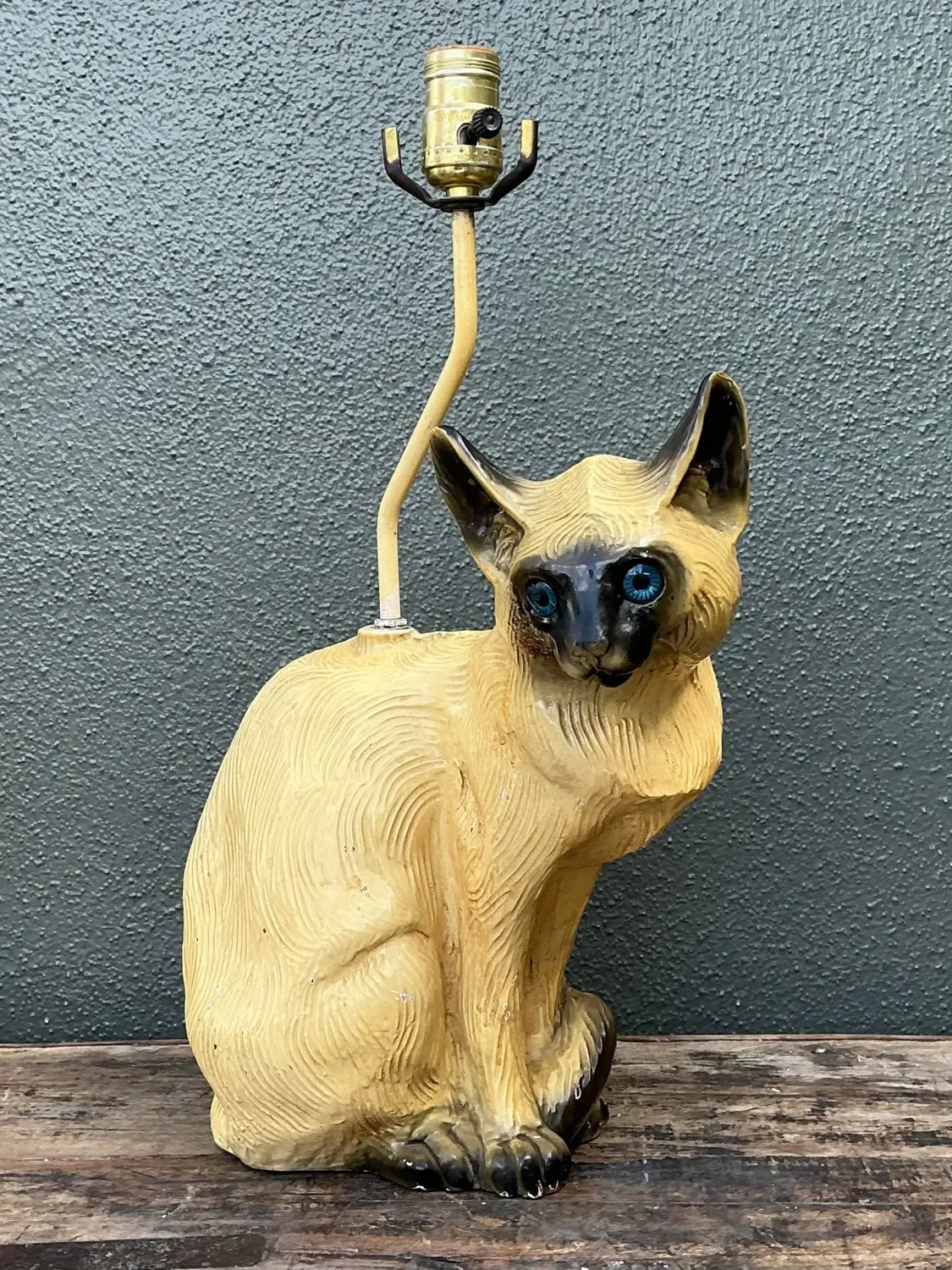 Vintage Glazed Ceramic Siamese Cat Lamp — additional photo 7