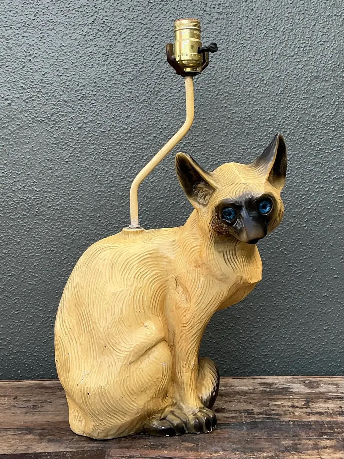 Vintage Glazed Ceramic Siamese Cat Lamp — additional photo 8