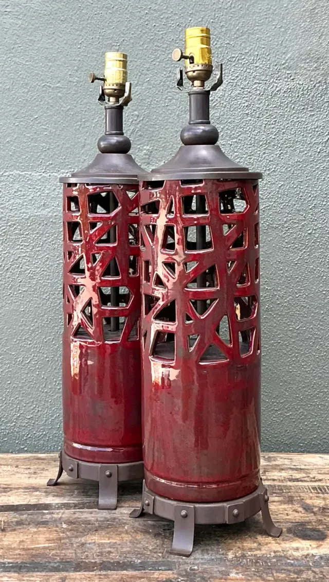 Vintage Glazed Ceramic Table Lamps - A Pair — additional photo 3