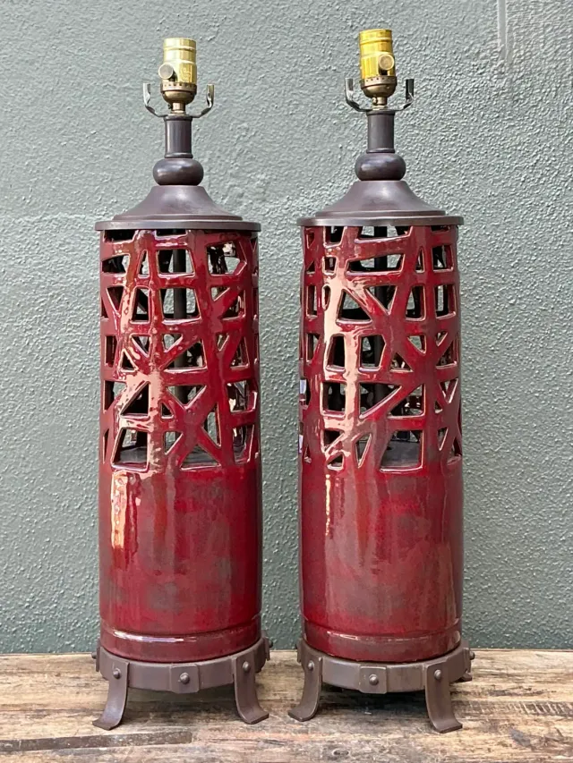 Vintage Glazed Ceramic Table Lamps - A Pair — additional photo 4