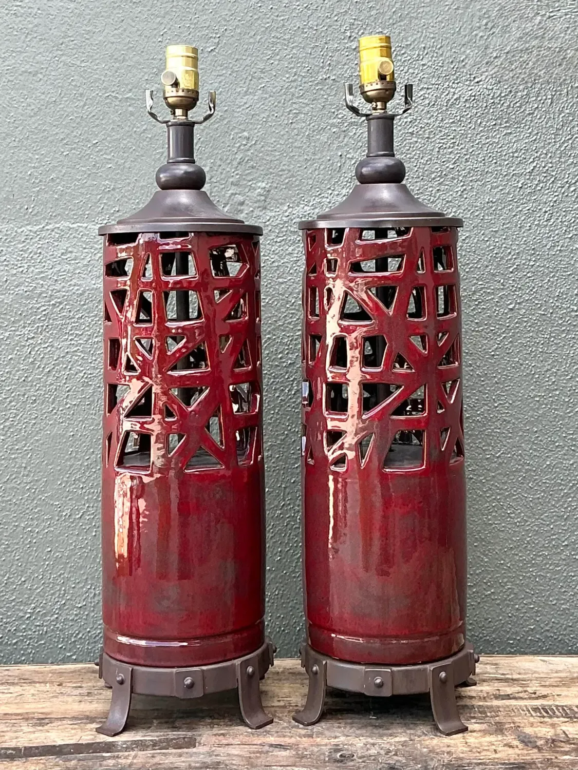 Vintage Glazed Ceramic Table Lamps - A Pair — additional photo 5