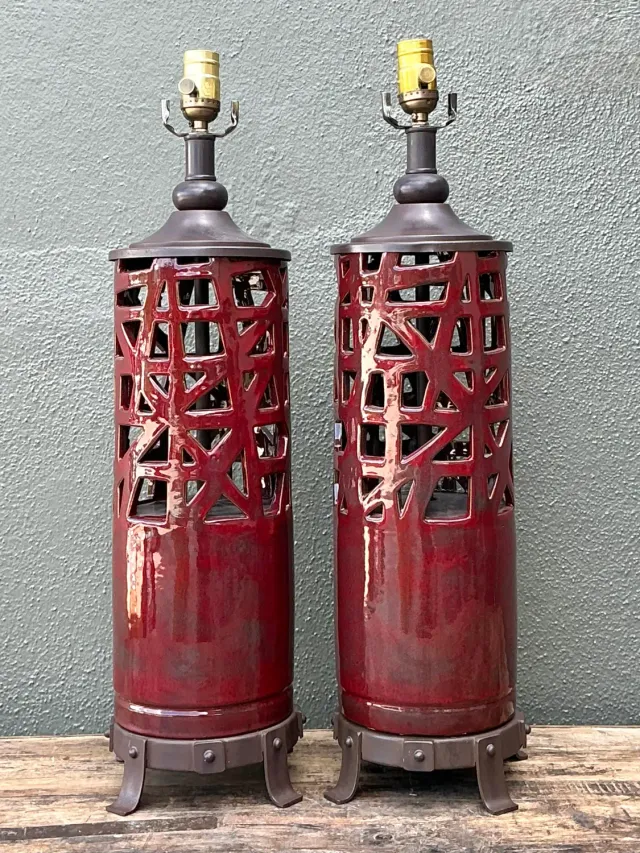Vintage Glazed Ceramic Table Lamps - A Pair — additional photo 5