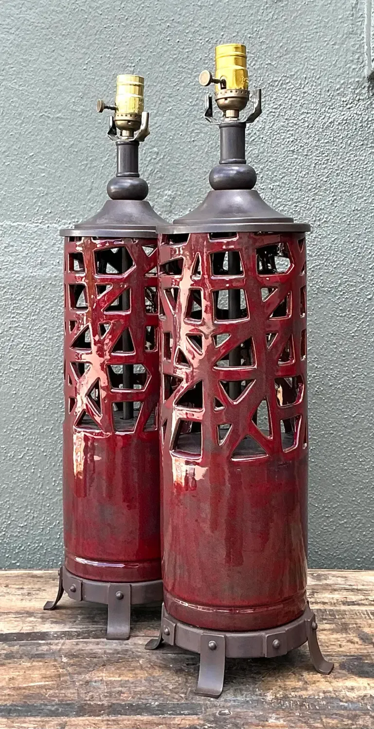Vintage Glazed Ceramic Table Lamps - A Pair — additional photo 5