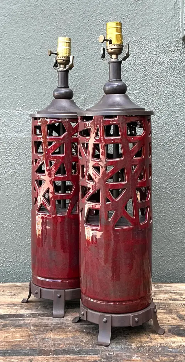 Vintage Glazed Ceramic Table Lamps - A Pair — additional photo 6