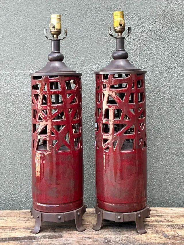 Vintage Glazed Ceramic Table Lamps - A Pair — additional photo 7