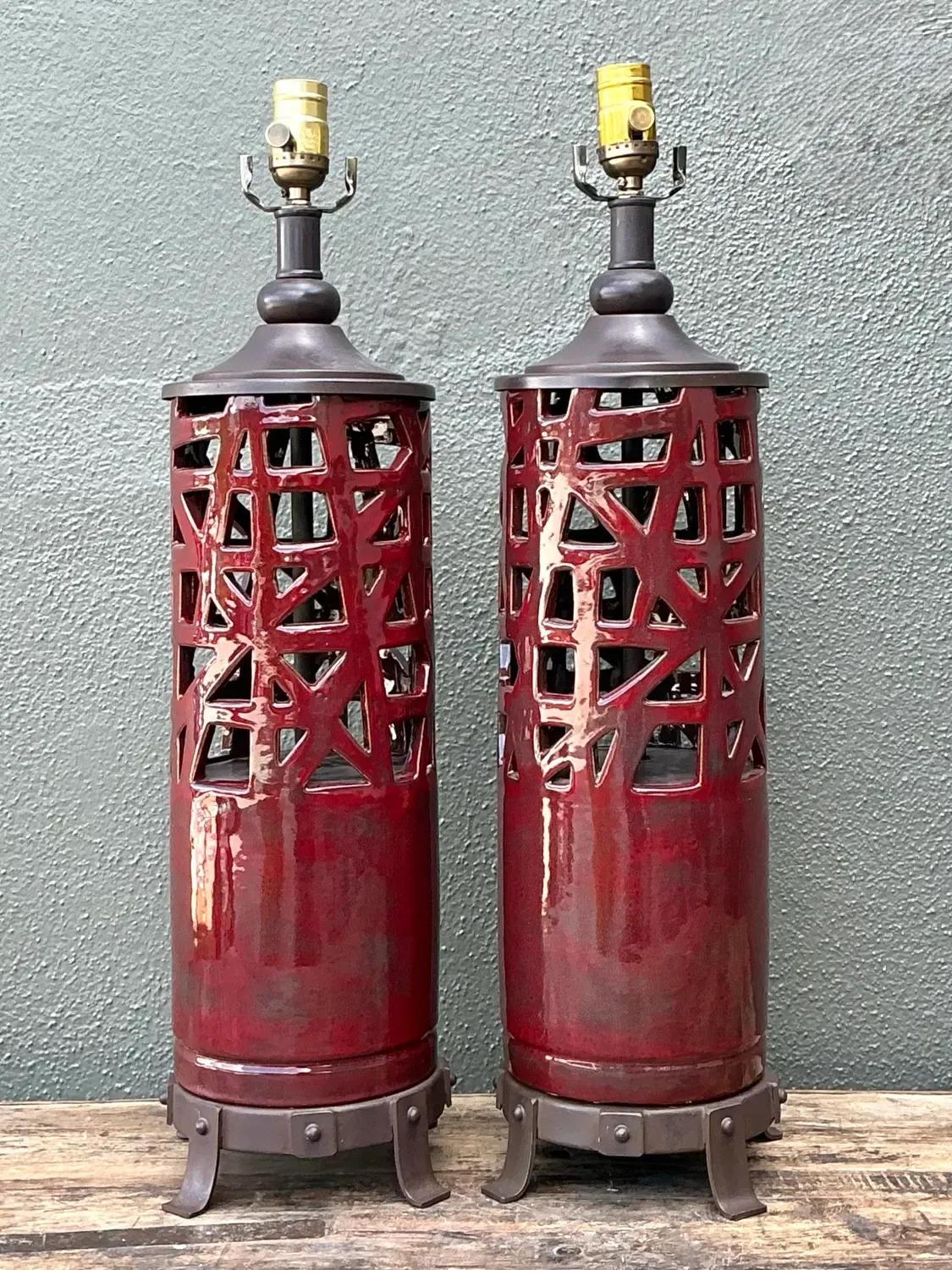 Vintage Glazed Ceramic Table Lamps - A Pair — additional photo 7