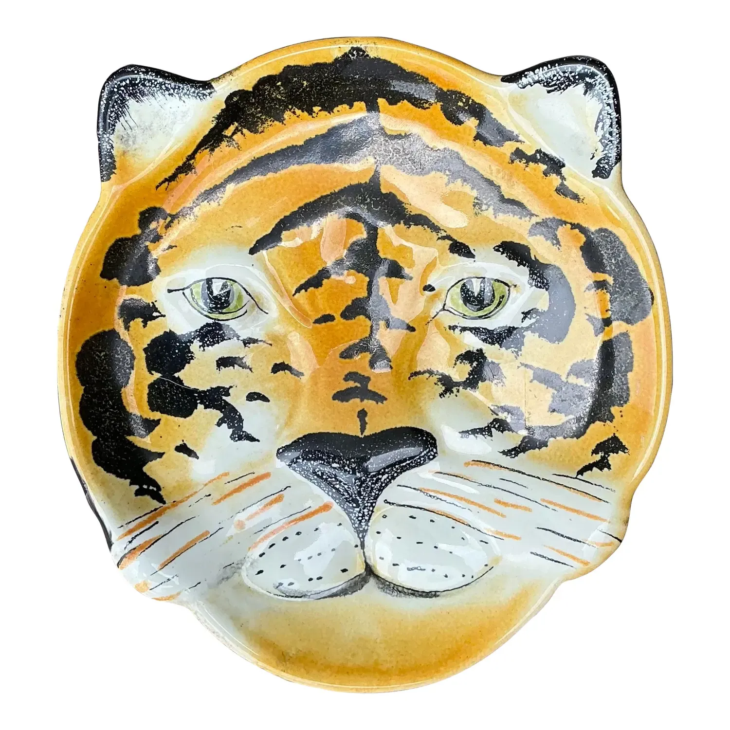 Vintage Glazed Ceramic Tiger Plate — additional photo 1