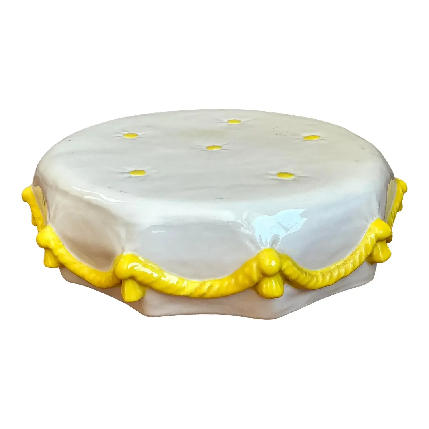 Vintage Glazed Ceramic Tufted Cushion — additional photo 1