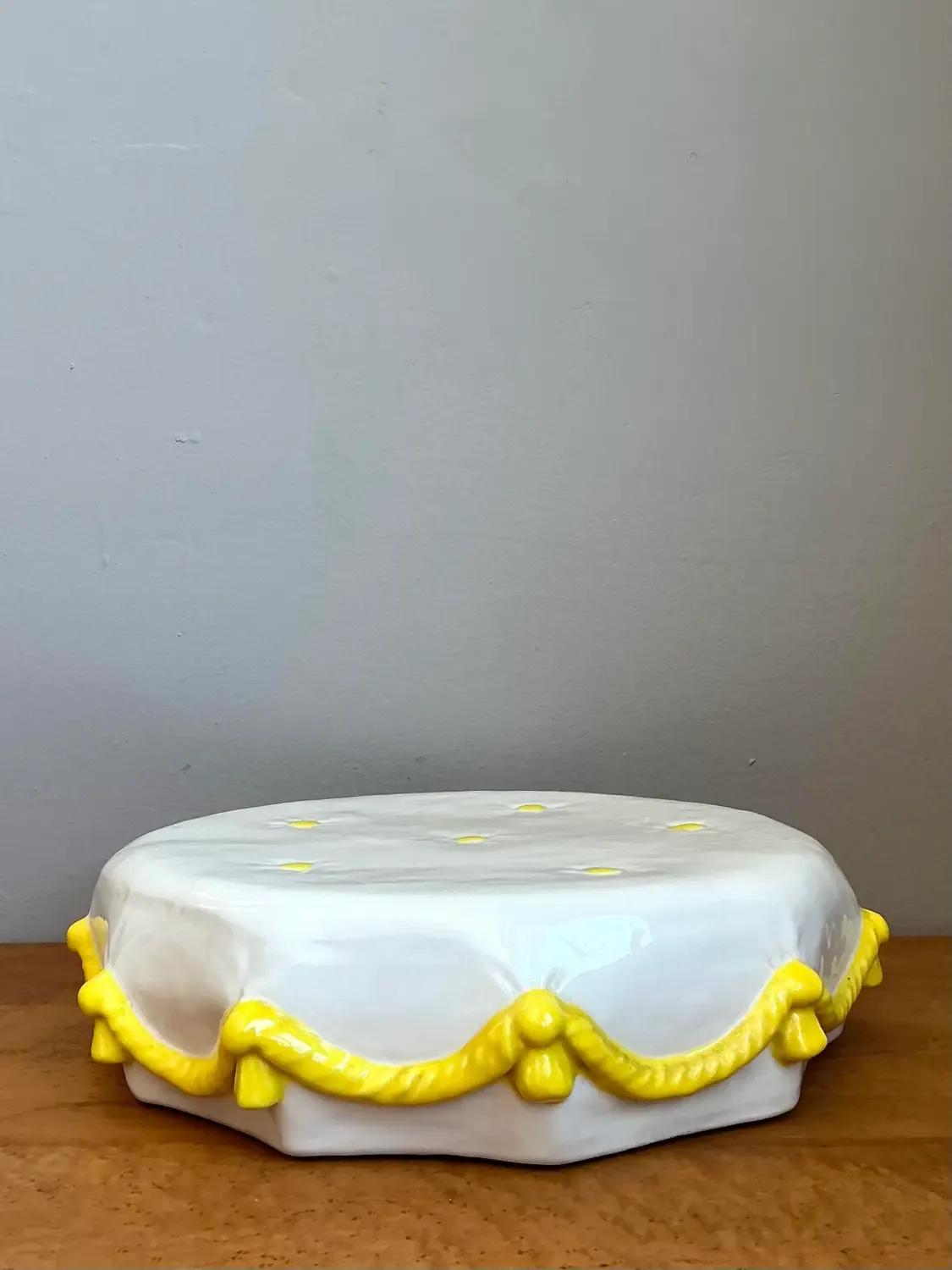 Vintage Glazed Ceramic Tufted Cushion — additional photo 2