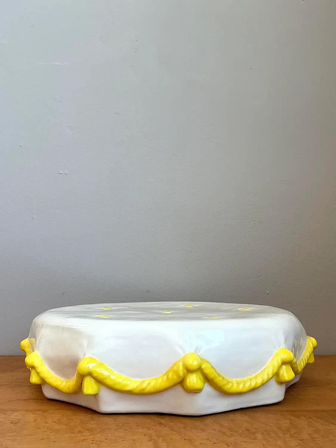 Vintage Glazed Ceramic Tufted Cushion — additional photo 3