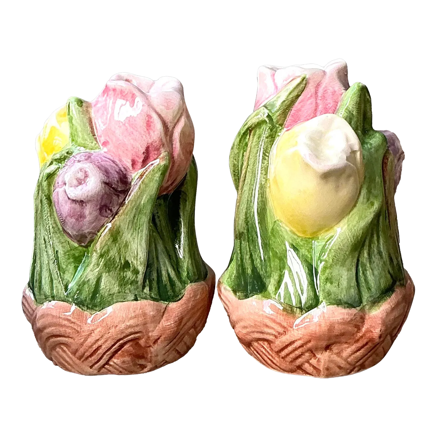 Vintage Glazed Ceramic Tulip Salt and Pepper — additional photo 7