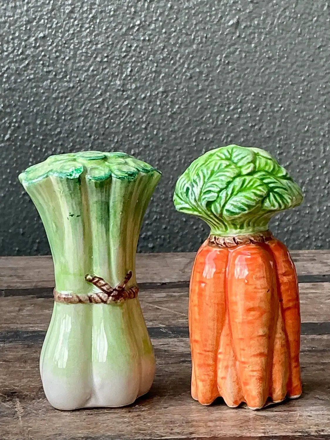 Vintage Glazed Ceramic Vegetables Salt and Pepper Shakers - Set of 2 — additional photo 3