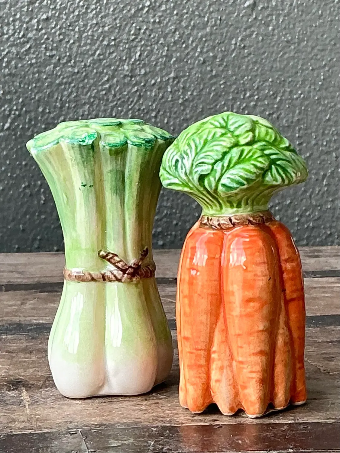 Vintage Glazed Ceramic Vegetables Salt and Pepper Shakers - Set of 2 — additional photo 4