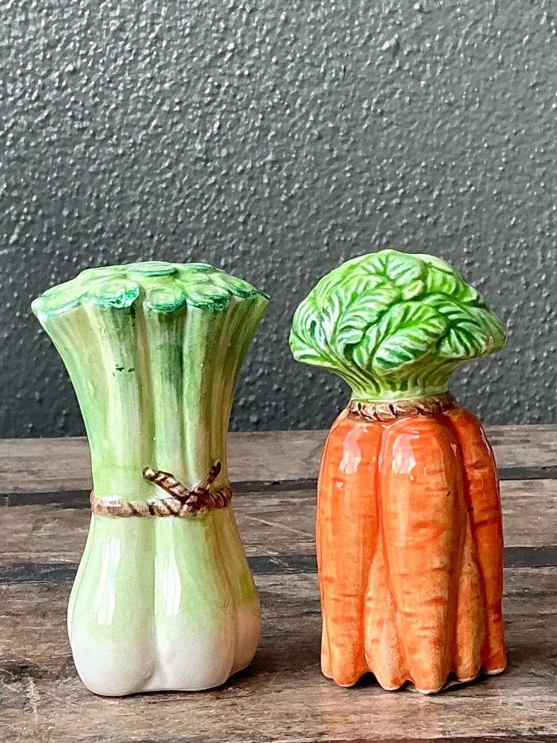 Vintage Glazed Ceramic Vegetables Salt and Pepper Shakers - Set of 2 — additional photo 6