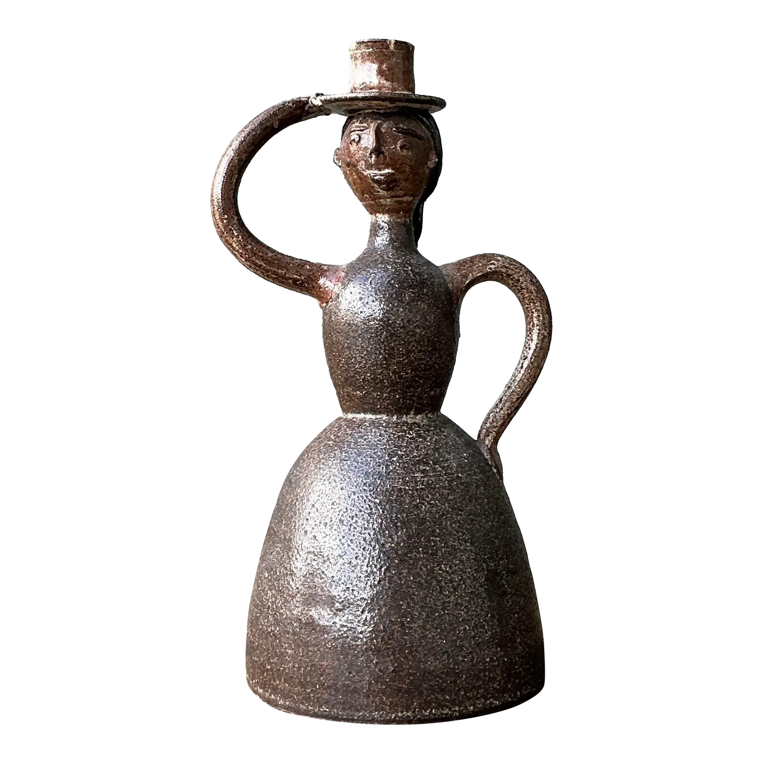 Vintage Glazed Terracotta Figure Candlestick — additional photo 6