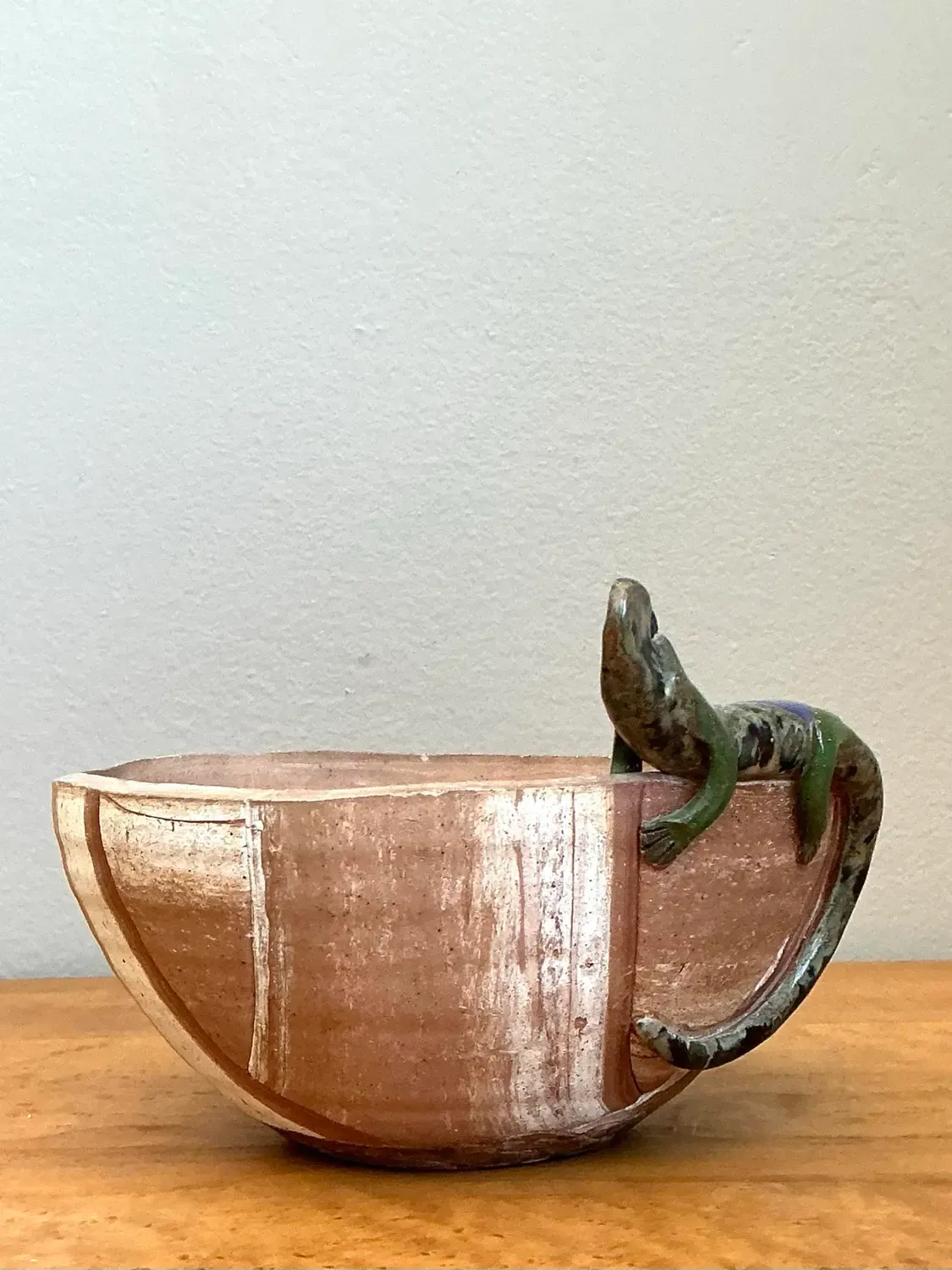 Vintage Glazed Terracotta Lizard Planter — additional photo 1