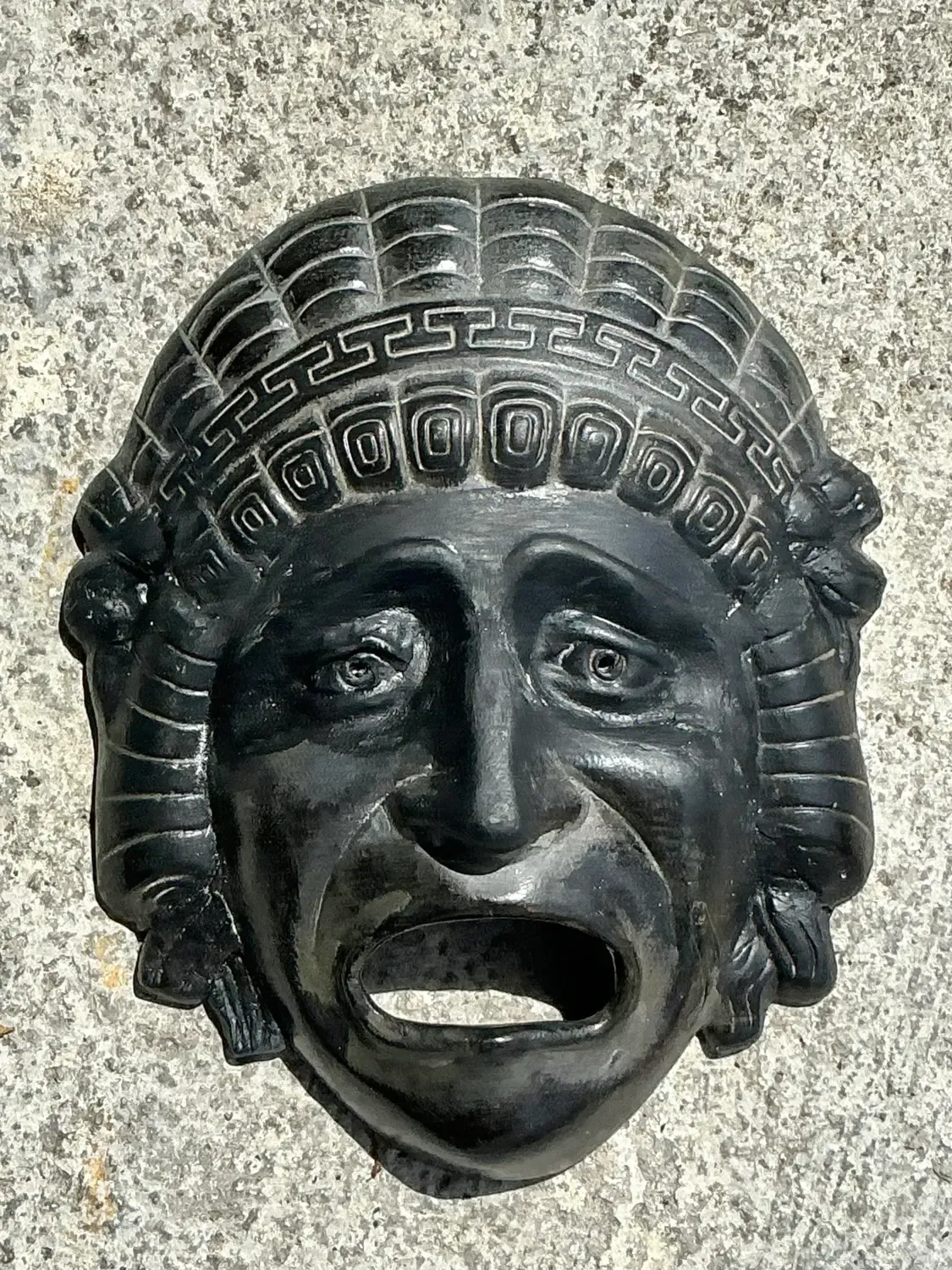 Vintage Greek Key TerraCotta Face Plaque — additional photo 2
