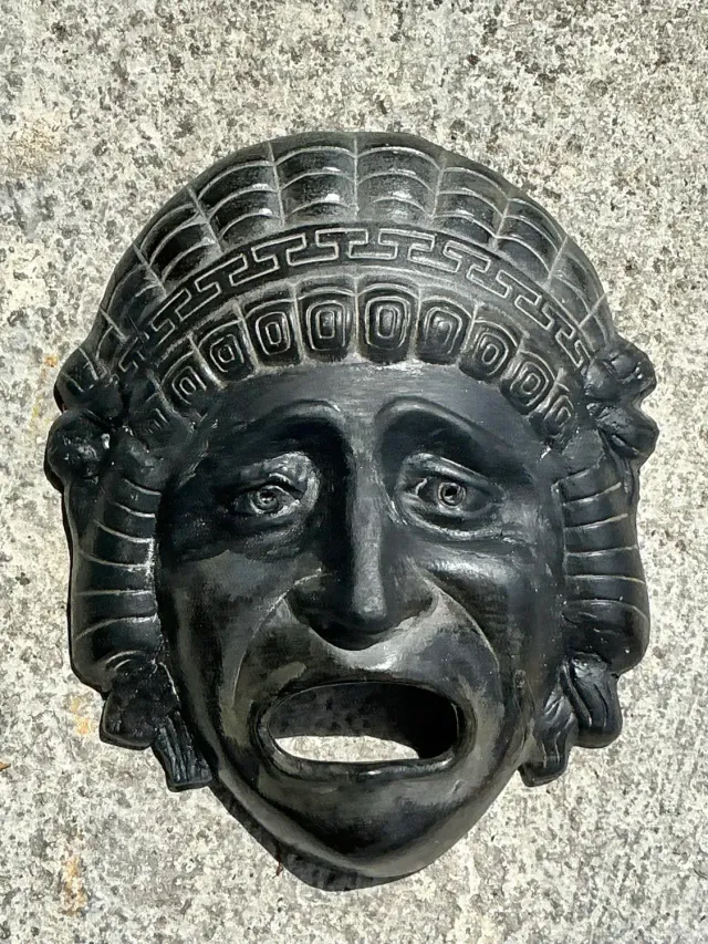 Vintage Greek Key TerraCotta Face Plaque — additional photo 2