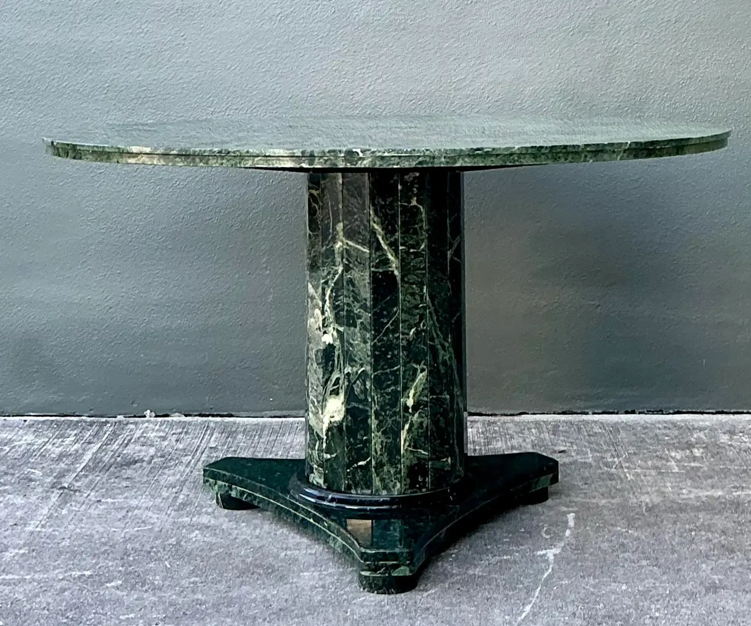 Vintage Green Marble Pedestal Table
