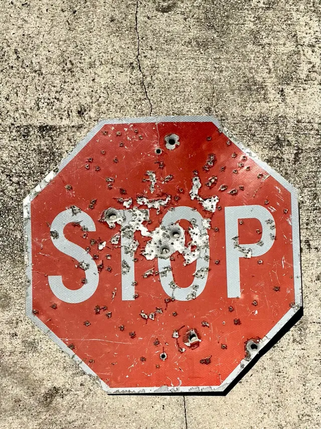 Vintage Gunshot Stop Sign — additional photo 2