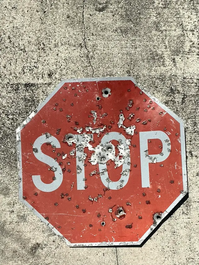Vintage Gunshot Stop Sign — additional photo 3