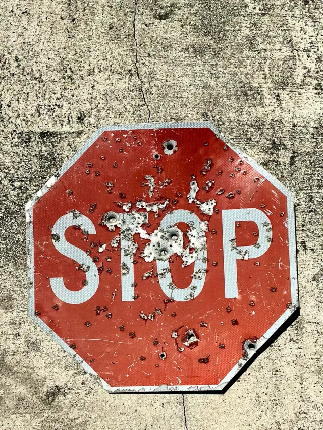 Vintage Gunshot Stop Sign — additional photo 4