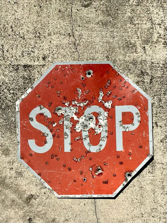 Vintage Gunshot Stop Sign — additional photo 7