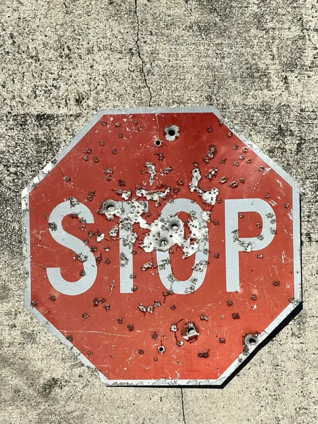 Vintage Gunshot Stop Sign — additional photo 8