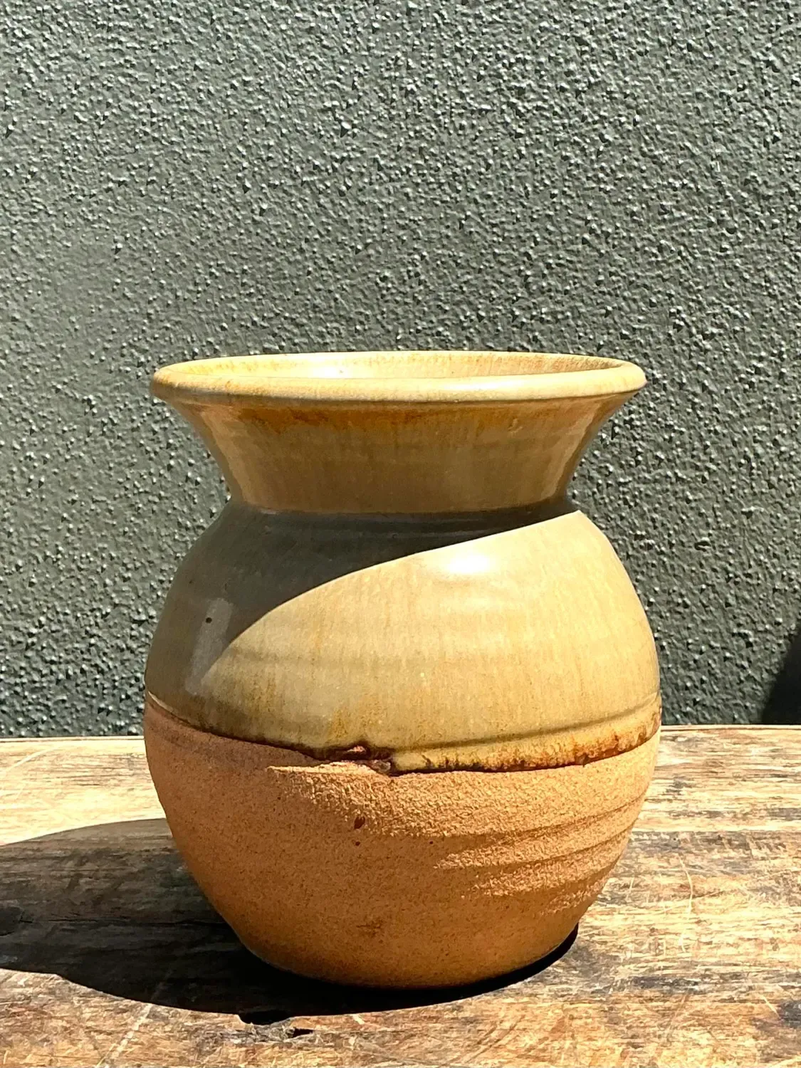 Vintage Half Glaze Pottery Vase