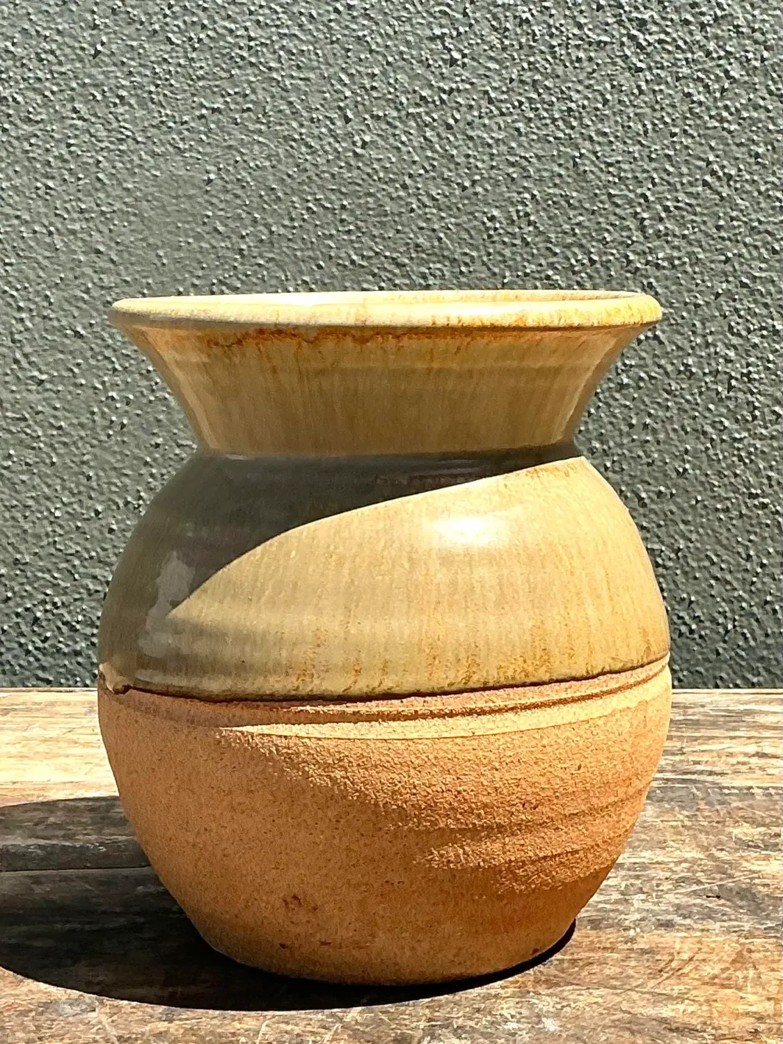 Vintage Half Glaze Pottery Vase — additional photo 1