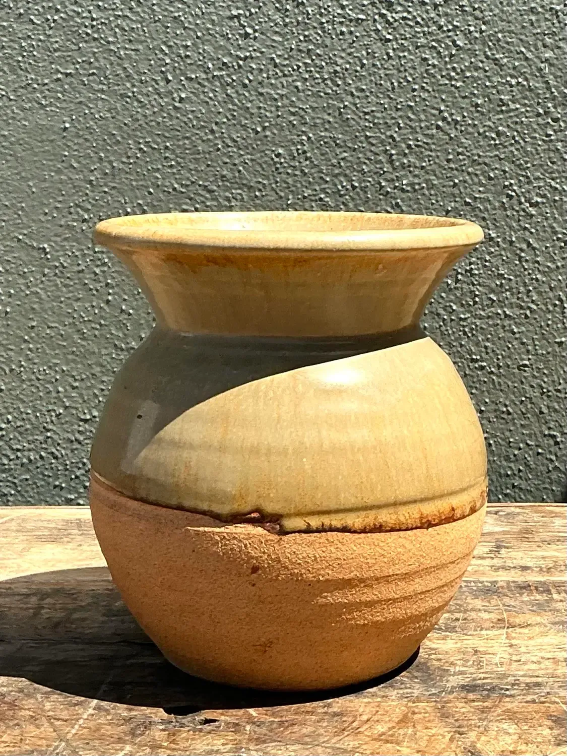 Vintage Half Glaze Pottery Vase — additional photo 2