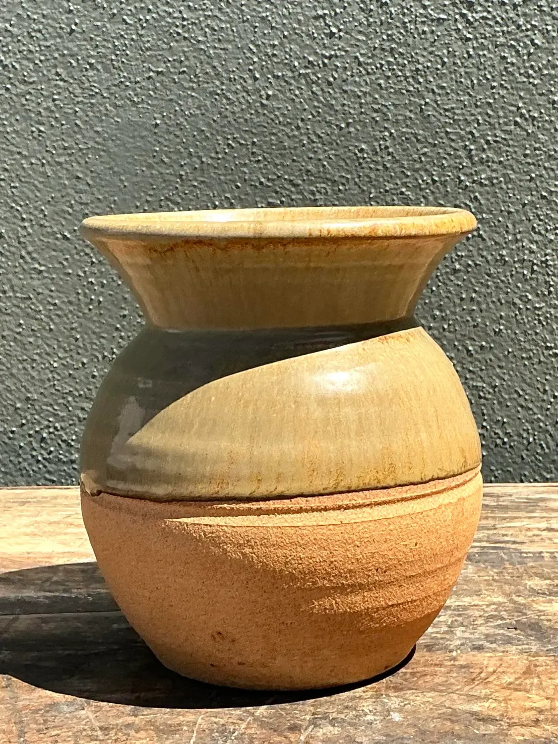 Vintage Half Glaze Pottery Vase — additional photo 3