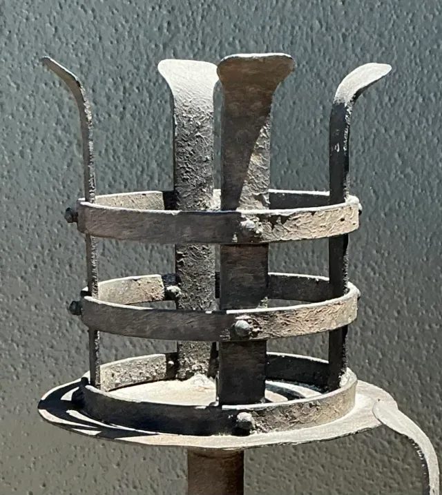 Vintage Hammered Wrought Iron Cage Candlesticks - Set of 3 — additional photo 3