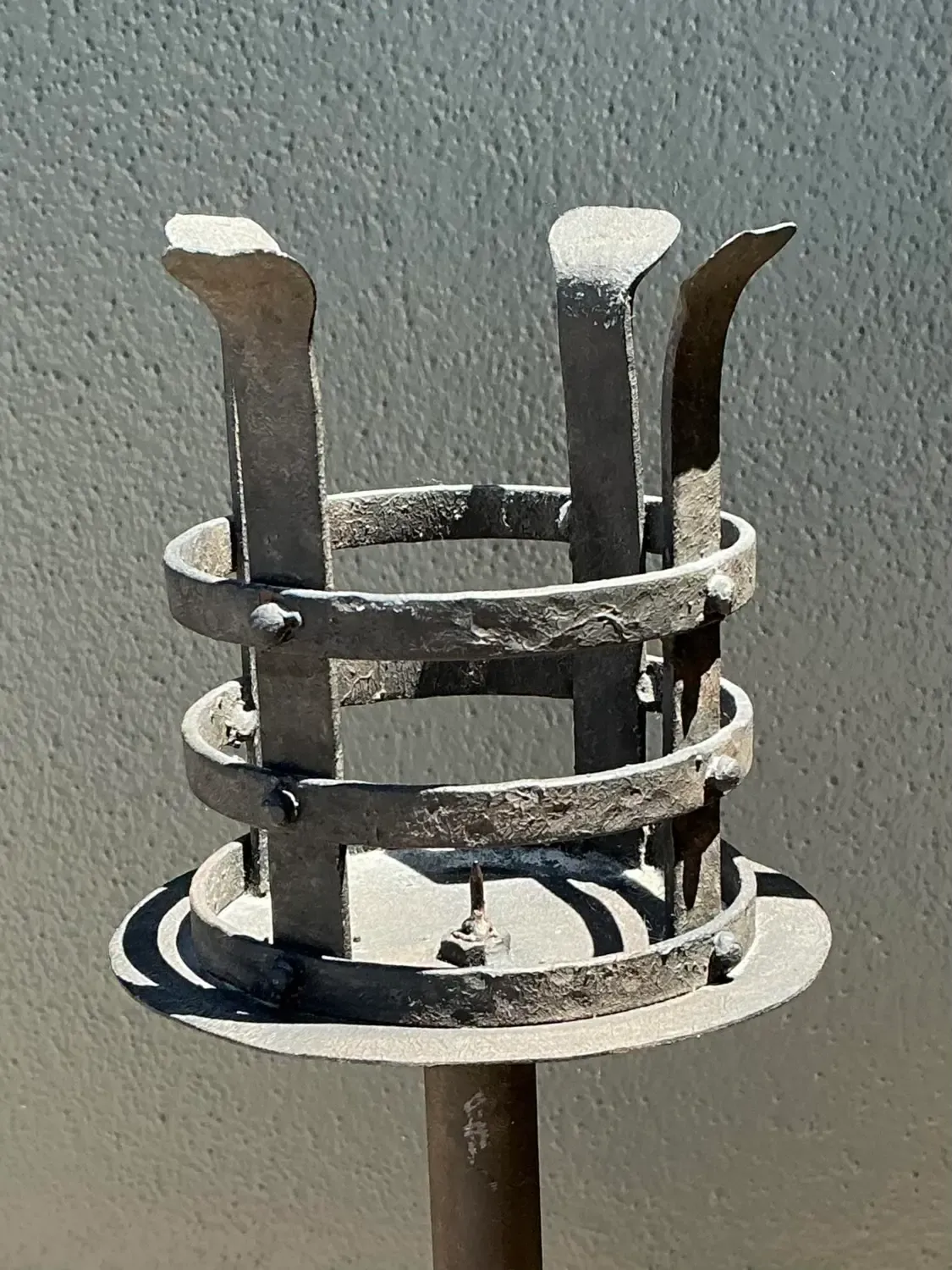 Vintage Hammered Wrought Iron Cage Candlesticks - Set of 3 — additional photo 4
