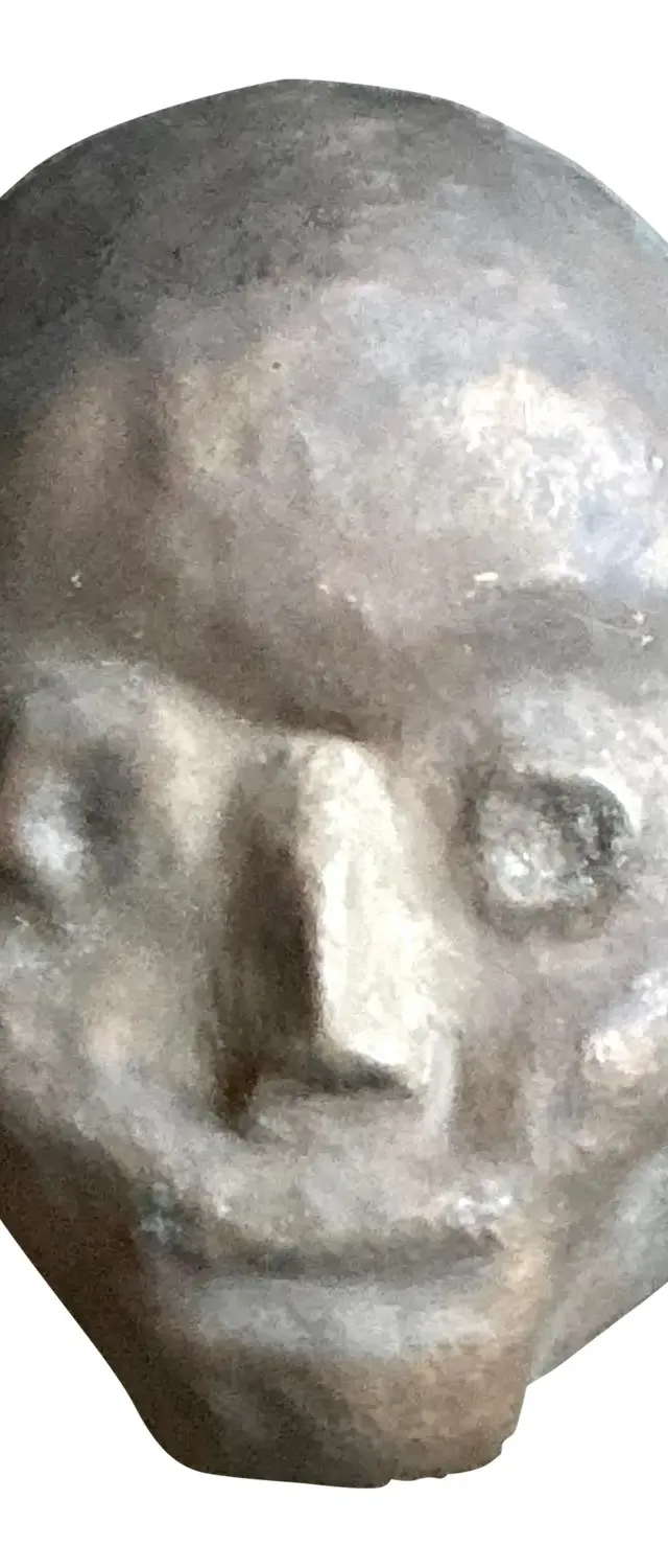 Vintage Hammered Z Bronze Death Mask Wall Sculpture