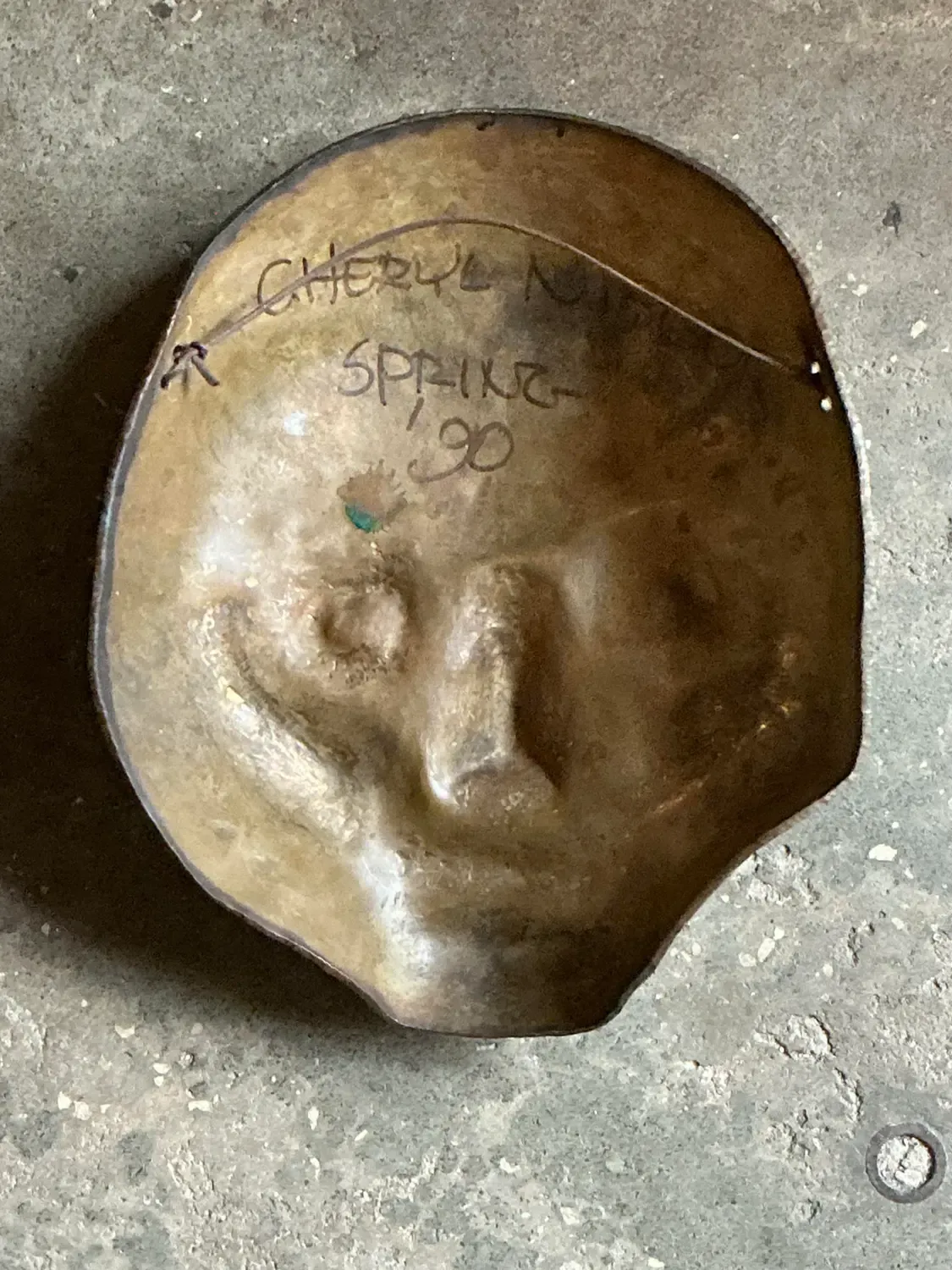 Vintage Hammered Z Bronze Death Mask Wall Sculpture — additional photo 4