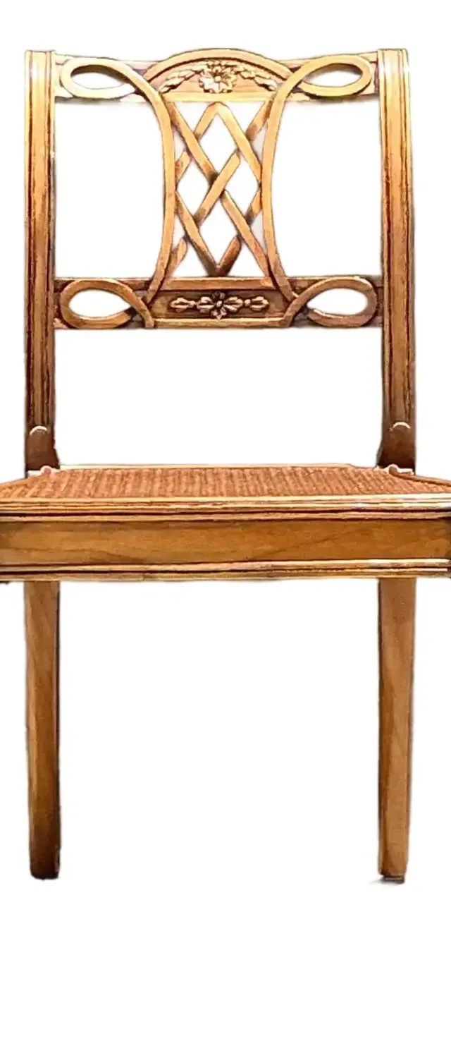 Vintage Hand Carved Cane Side Chair
