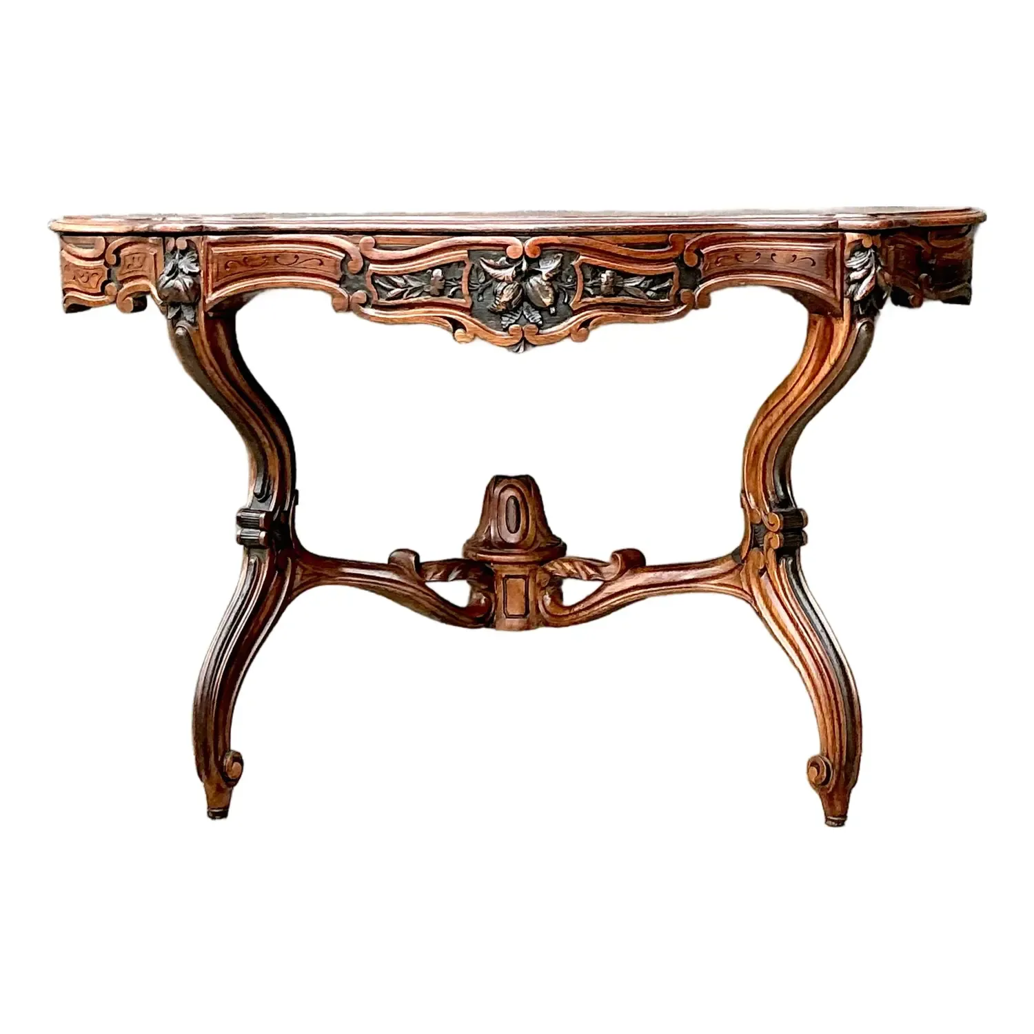 Vintage Hand Carved Demilune Wall Mount Console Table — additional photo 1