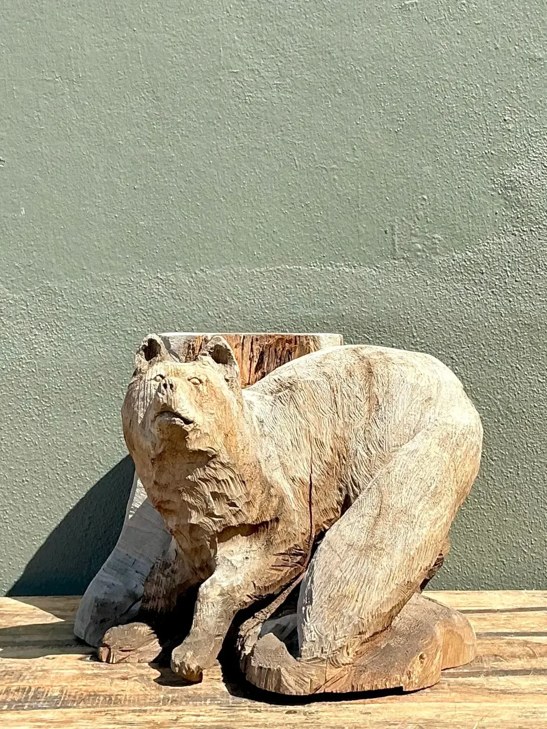 Vintage Hand Carved Fox on Stump — additional photo 7