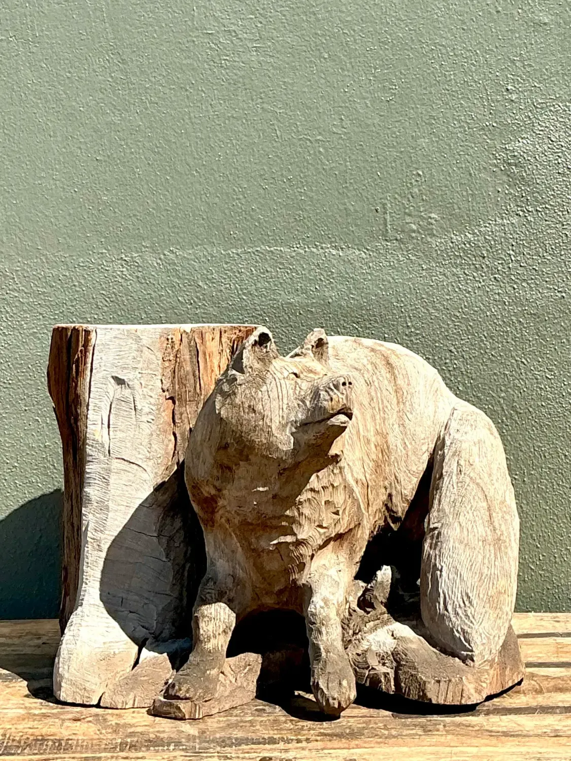 Vintage Hand Carved Fox on Stump — additional photo 5