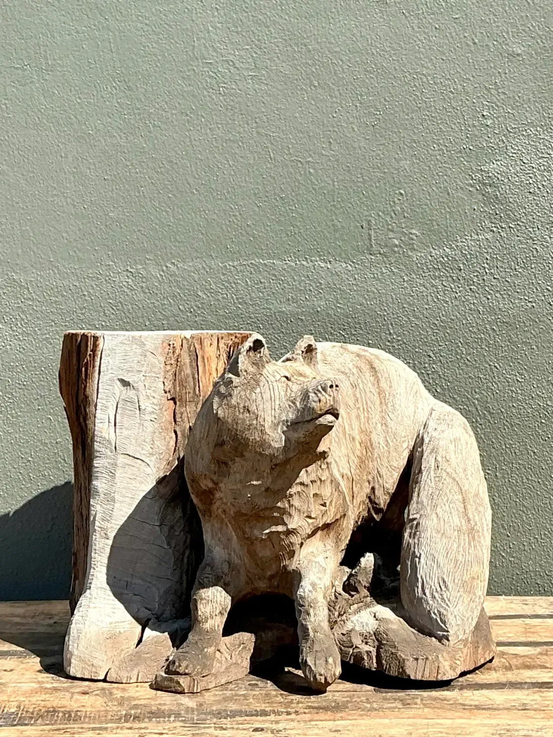 Vintage Hand Carved Fox on Stump — additional photo 6