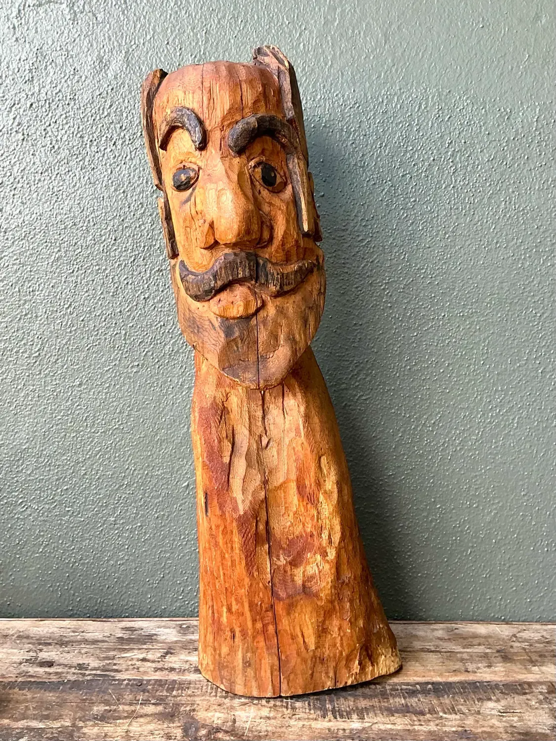 Vintage Hand Carved Man With Mustache — additional photo 3